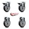 Service Caster 5'' Thermo Rubber Wheel Swivel Top Plate Caster Set with 2 Posi Brakes 2 Rigid, 4PK SCC-20S514-TPRB-PLB-2-R-2 - alternate 3